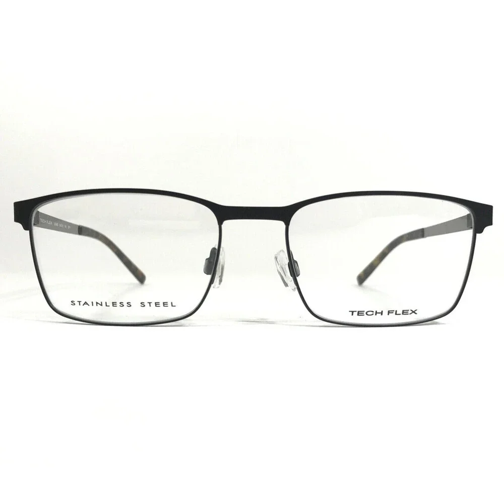 Tech Flex Large Eyeglasses Frames 30148S SP11 Black Silver Square 54-18-145